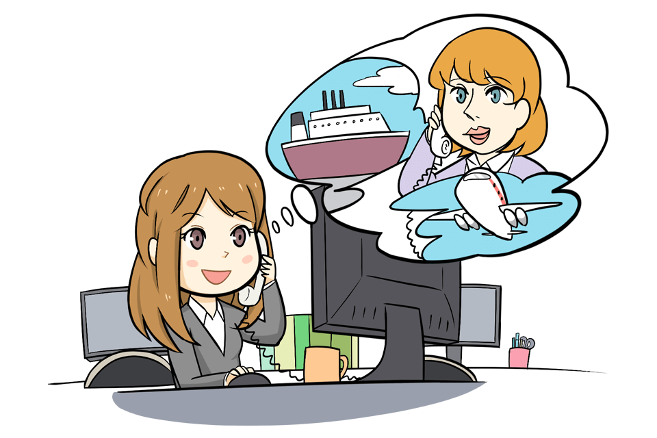 外国人をやり取りをする女性